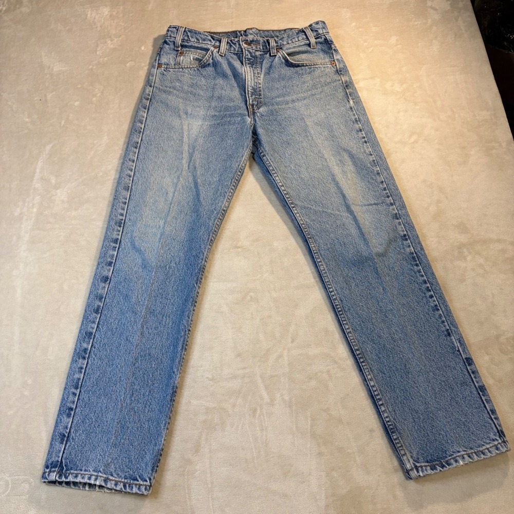 Levis 505 Orange Tab Regular Fit Straight Leg Jeans Blue Denim W32 L30 Mens